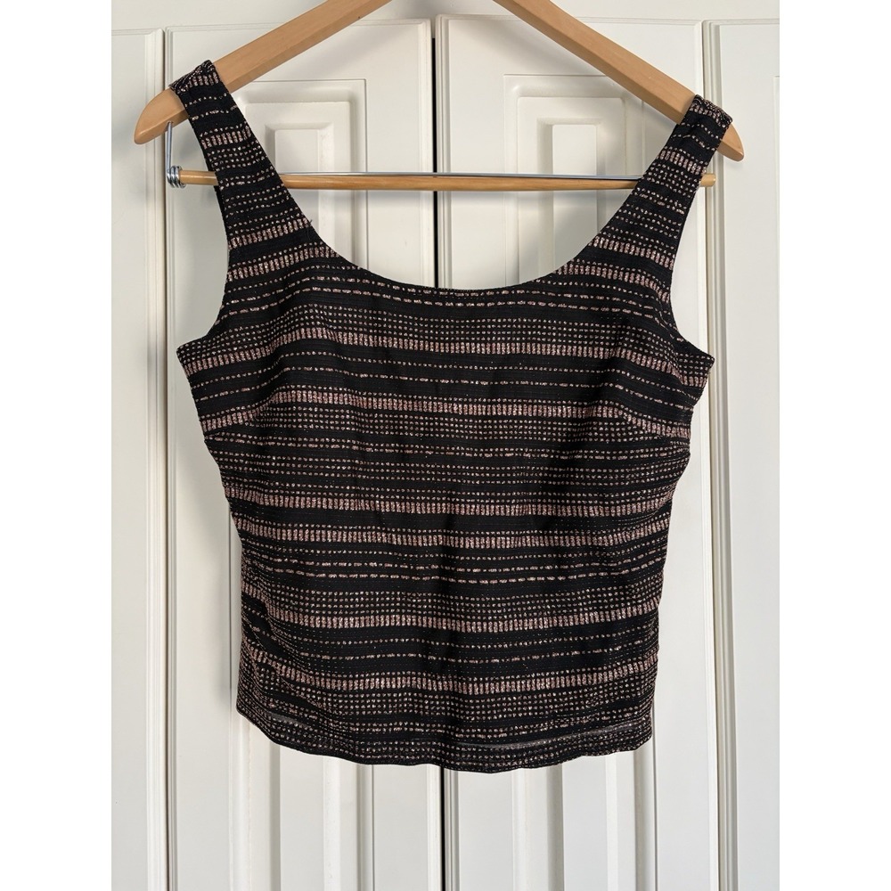 Vintage Cachet‎ Metallic Striped Sleeveless Cropped Top Size Small